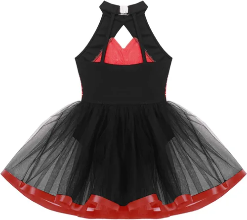 Vista 35 de CHICTRY Vestido tutú de ballet con lentejuelas brillantes para niñas y niñas, moderno disfraz de baile latino de jazz