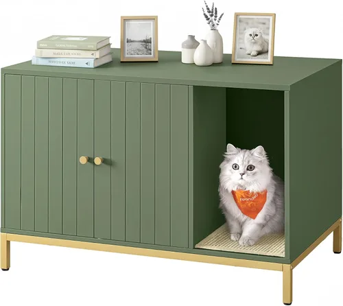 Vista 12 de Feandrea UPCL007B01 - Armario con caja de arena oculta para gatos, mueble moderno de caja de arena con tapete para rascar, patas altas, casa