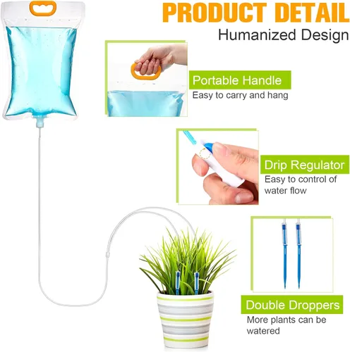 Vista 7 de Honeydak Bolsa de agua Plant Iv de 3.5 L, interruptor automático, sistema de riego para colgar picos de riego automático, kits de bolsas de goteo