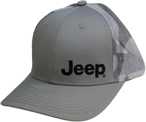 Vista 2 de Jeep Logotipo de texto premium con malla de camuflaje Trucker Dads Hat para hombre, gorra de béisbol, sombrero de polo