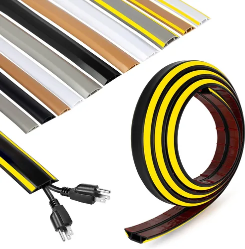 Vista 16 de Rubber Bond Protector de cable de piso - Cubiertas de cable autoadhesivas fuertes para cables - Cubiertas de cable de extensión de perfil bajo