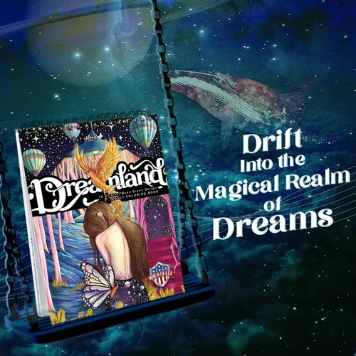 Vista 3 de ColorIt Dreamland - Libro para colorear para adultos, encuadernado en espiral, 50 conceptos únicos de ensueño, impreso de una sola cara en papel
