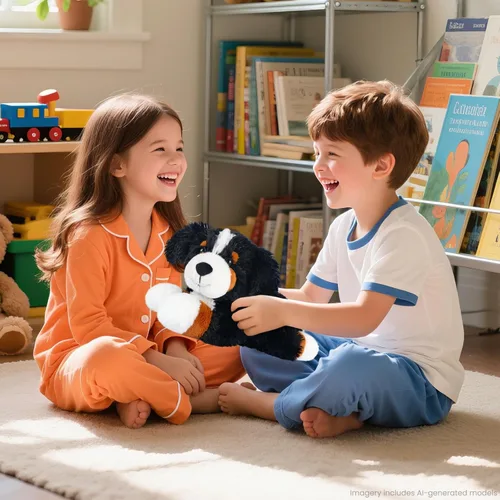 Vista 9 de SuzziPals Perro gran boyero suizo de peluche calefactable y enfriable, almohadilla térmica apta para microondas para calma y relajación, perro
