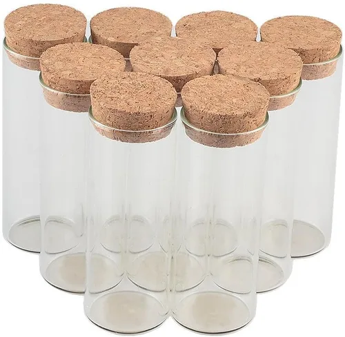 Vista 6 de Tubo de vidrio de 0.7 fl oz con corcho de madera, vial de vidrio transparente de 20 cc, frasco, botellas de tubo de corcho, 12