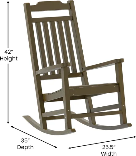 Vista 2 de BizChair Mecedora de poliresina para todo tipo de clima en caoba