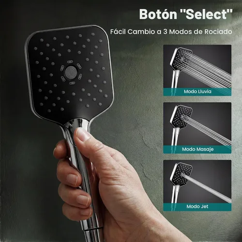 Vista 9 de KOSNEW® 12" XXL Rainfall Shower Head with Handheld Combo, Chrome Polished