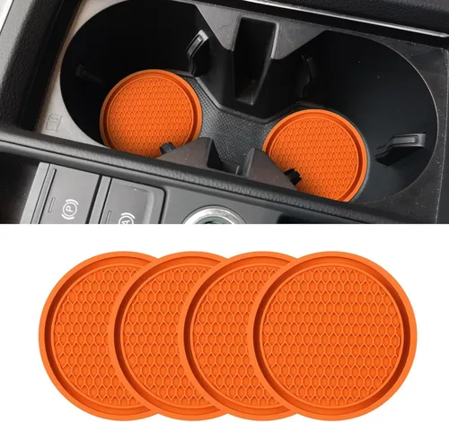 Vista 22 de Posavasos para el automóvil, alfombrilla antideslizante y a prueba de golpes incorporada, inserto de portavasos universal de silicona, portavasos
