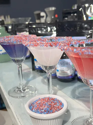 Vista 4 de Snowy River Americas Cocktail Sugar - Rimmer de cóctel Kosher todo natural, rojo, blanco y azul y recortador de café (americanas, bolsa de 1 libra)