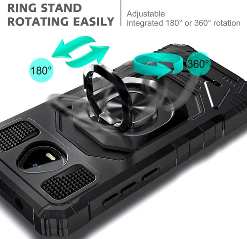 Vista 5 de Funda diseñada para Schok Volt SV55 con protector de pantalla [vidrio templado], funda protectora a prueba de golpes [grado militar] con soporte