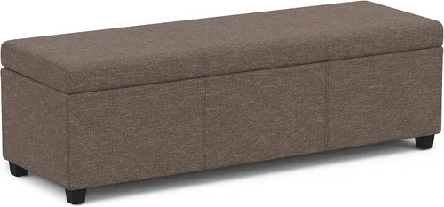 Vista 18 de SIMPLIHOME Avalon - Banco contemporáneo tipo otomana rectangular con almacenamiento extragrande de 54 pulgadas de ancho, de pelo sintético de Gris