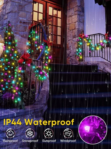 Vista 7 de Guhope Luces de Navidad inteligentes que cambian de color, 66 pies, 200 luces LED RGB de Navidad con aplicación y control remoto, luces impermeables