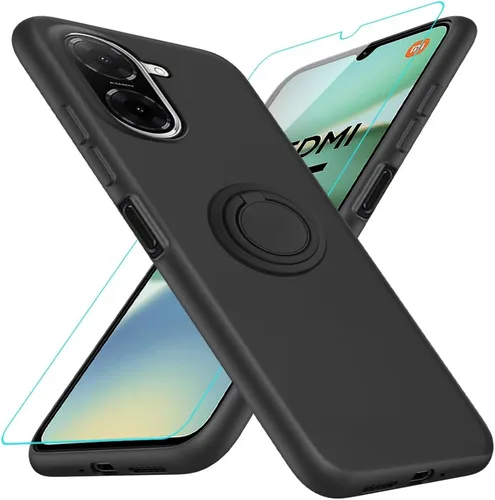 Vista 19 de Funda para Pinwheel Genesis 3 / BLU G64 Funda para teléfono con protector de pantalla HD, soporte de anillo giratorio de 360°, soporte de silicona