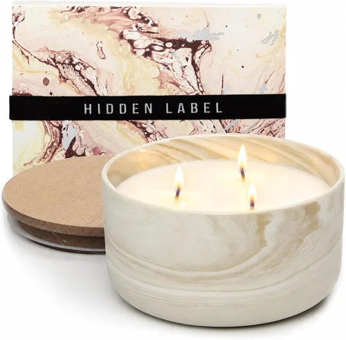Vista 12 de Hidden Label Velas de soja perfumadas, Vela grande de 12oz Mango Guava en frasco de cerámica colección Lava, Regalos hermosos para cumpleaños