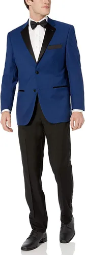 Vista 6 de Traje de esmoquin formal de dos piezas clásico y ajustado para hombre Cuello de chal ajustado negro