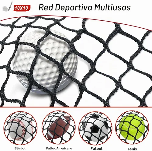 Vista 3 de Red deportiva - Red de pelotas resistente para golf, béisbol, hockey, fútbol