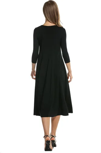 Vista 2 de HOTOUCH Vestido largo midi acampanado con manga 34 para mujer