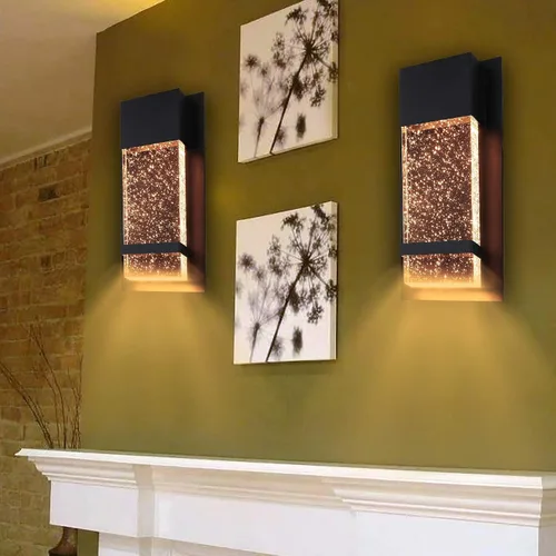 Vista 3 de Ciata Iluminación de aplique de pared – LED integrado que refleja la iluminación blanca cálida a través de cristal de burbujas – Lámpara de pared