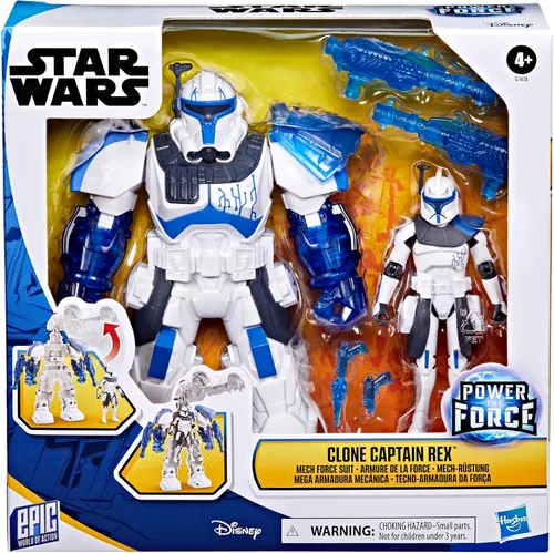 Vista 2 de STAR WARS Epic World of Action - Capitán Clon Rex Traje de Fuerza Mech, traje Mech de 6.5 pulgadas y figura de acción de 4 pulgadas, juguetes