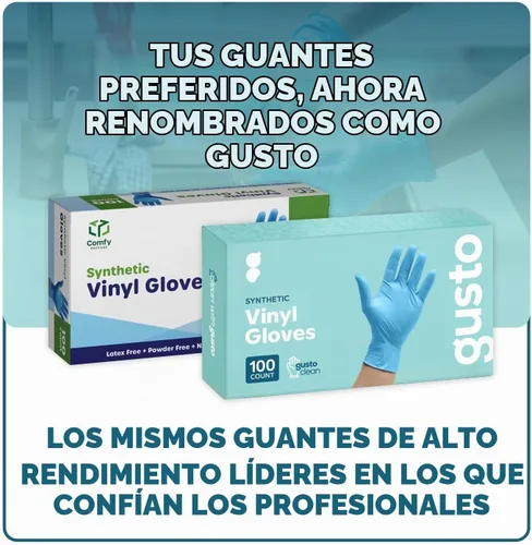 Vista 2 de Comfy Package Guantes de plástico desechables de mezcla de vinilo sintético no estériles, sin polvo ni látex