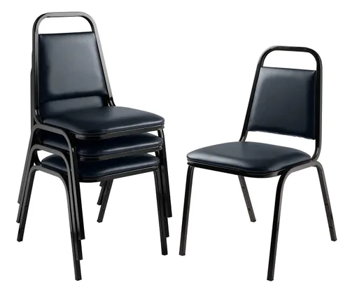 Vista 10 de National Public Seating NPS Serie 9100 Silla apilable de vinilo, Panther Black/Black, paquete de 4 (9110-B/4)
