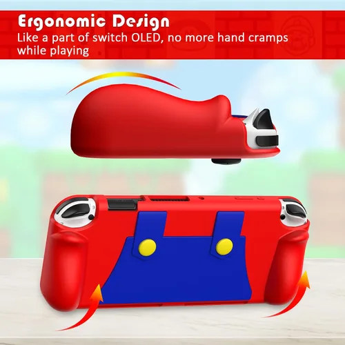Vista 3 de KENOBEE Funda de silicona compatible con Nintendo Switch OLED modelo 2021, suave, ligera, con agarre ergonómico, con absorción de golpes y diseño