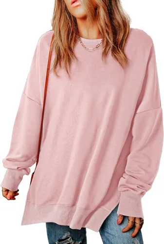 Vista 97 de SHEWIN Sudadera casual de manga larga con cuello redondo para mujer, ligera, holgada