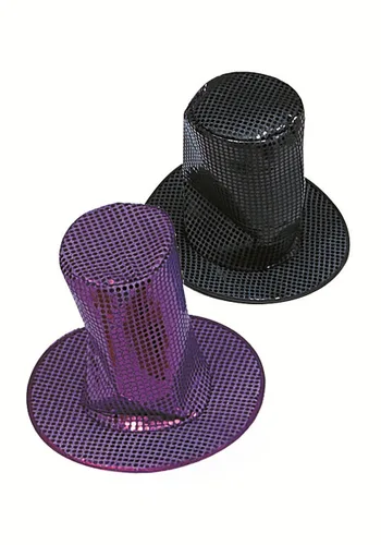 Vista 2 de Accesorio Sombrero de Copa Rojo con Lentejuelas para Adultos de 11 Pulgadas Multicolor