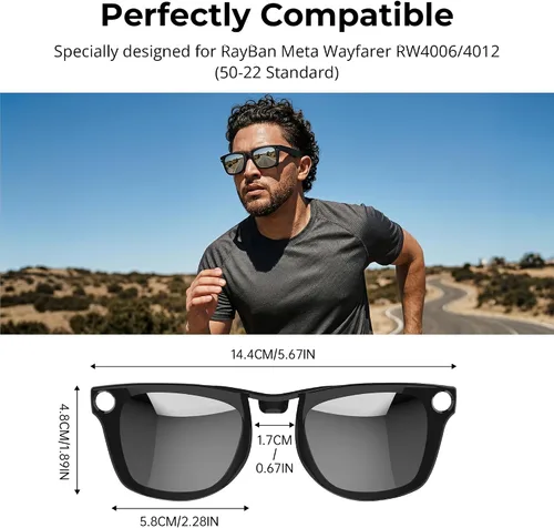 Vista 3 de HiBloks Polarized Clip for Ray-Ban Meta Wayfarer RW4006/4012 Standard 50-22