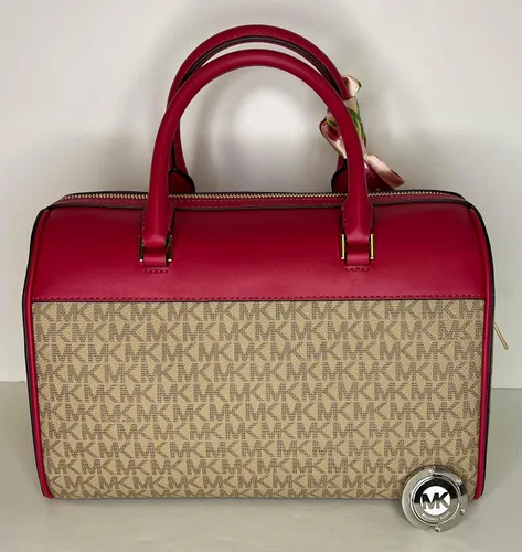 Vista 4 de Michael Kors Travel MD - Bolsa de lona con gancho para bolso Michael Kors y bufanda delgada, Rosa Carmín, Duffle