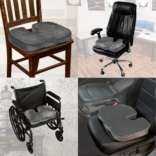 Vista 2 de Bookishbunny Juego de 2: Cojín de asiento ortopédico de espuma viscoelástica para alivio del dolor de ciática y alivio del dolor de espalda baja