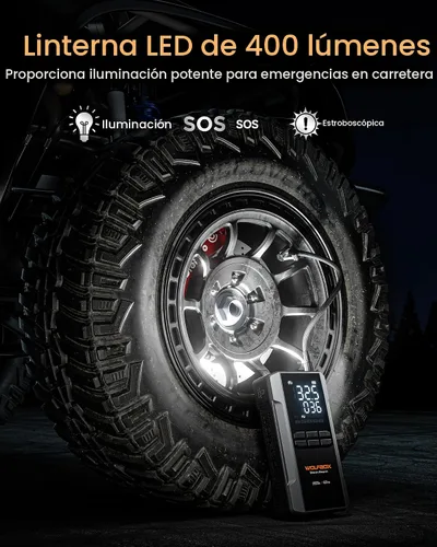 Vista 6 de WOLFBOX MV16A 3000A Arrancador de salto con compresor de aire, batería portátil de 59.2 Why 160PSI para automóvil con carga rápida de 65 W, paquete