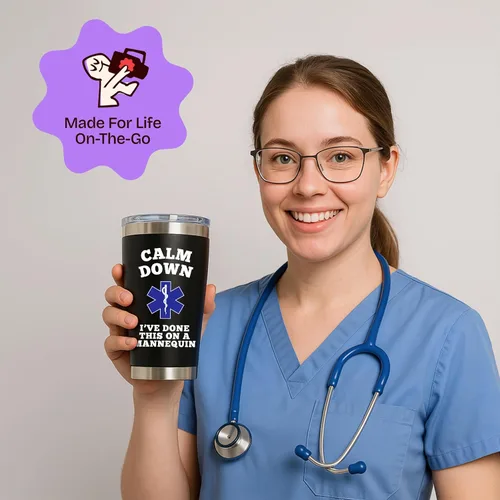 Vista 2 de KLUBI Regalos para Enfermeras para Mujeres - Cálmate, He Hecho Esto en un Maniquí Regalos Feliz Día de la Enfermera Taza de Café de Acero Inoxidable