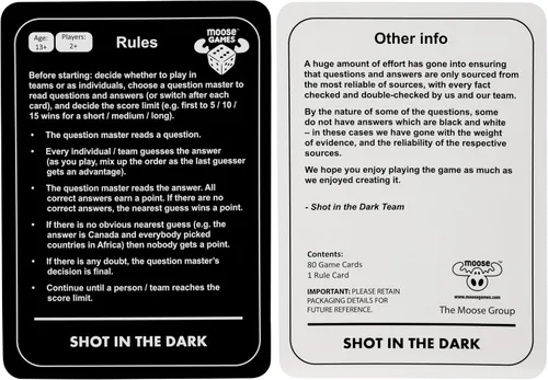 Vista 7 de Shot In The Dark - Moose Games - El mejor juego de preguntas poco ortodoxo, multicolor, 91022
