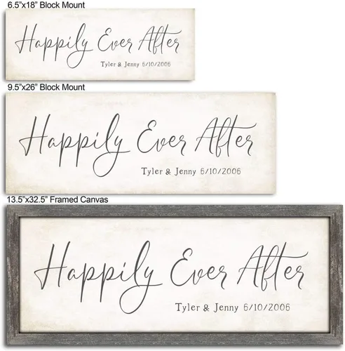 Vista 2 de Happily Ever After - Boda o aniversario personalizado (montaje en bloque de 6.5 x 18 pulgadas)