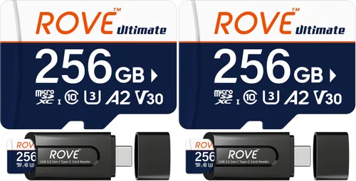 Vista 8 de ROVE Ultimate Micro SD Card microSDXC 128GB tarjeta de memoria con USB 3.2 tipo C lector de tarjetas 512GB 170MB/s C10, U3, V30, 4K, A2 para Dash