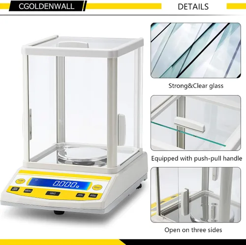 Vista 2 de CGOLDENWALL Balanza analítica digital Balanza de alta precisión Balanza electrónica digital para farmacia de laboratorio (7.05 oz 1mg)