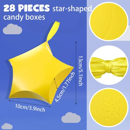 Vista 2 de 28 cajas de dulces en forma de estrella, cajas de dulces de regreso a la escuela, regalo para el primer día de escuela, con cintas colgantes