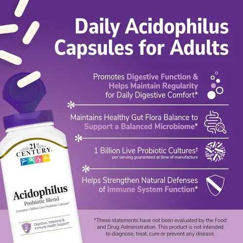 Vista 4 de 21st Century Acidophilus Cápsulas de mezcla probiótica - 150 unidades, paquete de 2