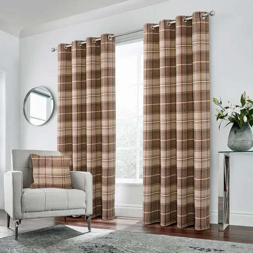 Vista 20 de always4u - Cortinas de cuadros beige con ojales, aspecto de lana, modernas para sala de estar y dormitorio, decoración del hogar, cortinas a