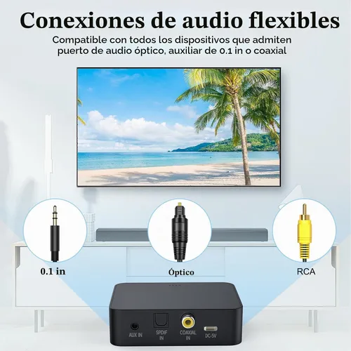 Vista 3 de Transmisor/receptor óptico Bluetooth 5.0 (TV a auriculares)