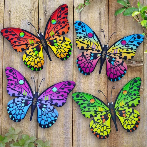Vista 7 de Decoración de Pared de Mariposa de Metal - Arte Decorativo de Pared para Valla Exterior de 9,6", Decoración Colgante para Jardín y Patio, Sala