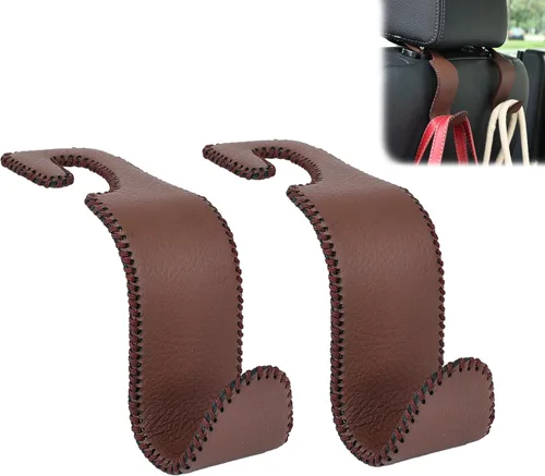 Vista 11 de Amooca - Gancho para reposacabezas de asiento de coche, organizador de almacenamiento universal para bolso de mano, abrigo, cuero con metal