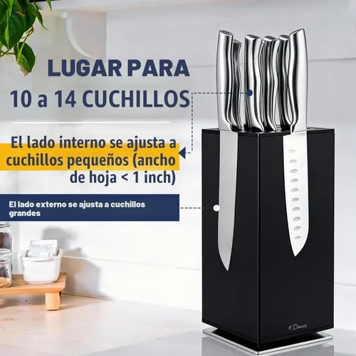 Vista 5 de Dmore Bloque magnético para cuchillos sin cuchillos, soporte magnético giratorio de 360° hecho de acero inoxidable, almacenamiento de cuchillos