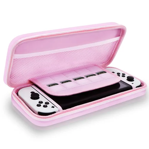 Vista 7 de Honghao Switch Case for Nintendo Accessories , Pink Carry Travel Protective Bag Case Game for Storage Switch Accessories
