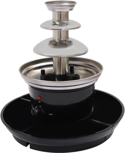 Vista 7 de Mini máquina de fuente de chocolate de 3 niveles, 10 brochetas de bambú, bandeja de servir extraíble, fuente de fondue de chocolate de 16 onzas
