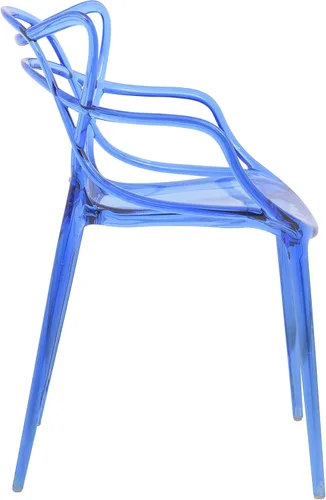Vista 3 de LeisureMod Milan - Silla moderna con diseño de alambre (juego de 2), color azul