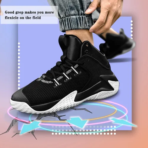 Vista 5 de Zapatos de baloncesto para hombre, transpirables, antideslizantes, para correr