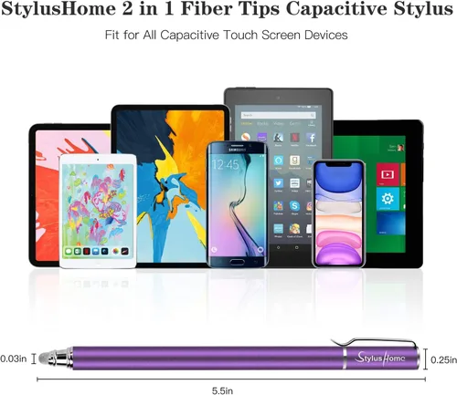 Vista 5 de StylusHome Bolígrafos capacitivos para pantallas táctiles (6 unidades), puntas de fibra 2 en 1 con sensibilidad capacitiva con 12 puntas extra