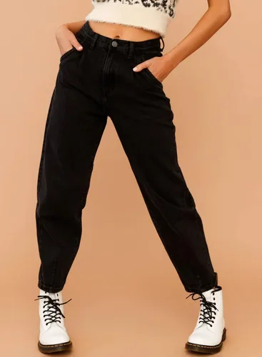 Vista 4 de EVALESS Pantalones de mezclilla holgados de cintura alta para mujer, casuales, holgados, recortados, pantalones de mezclilla Y2K