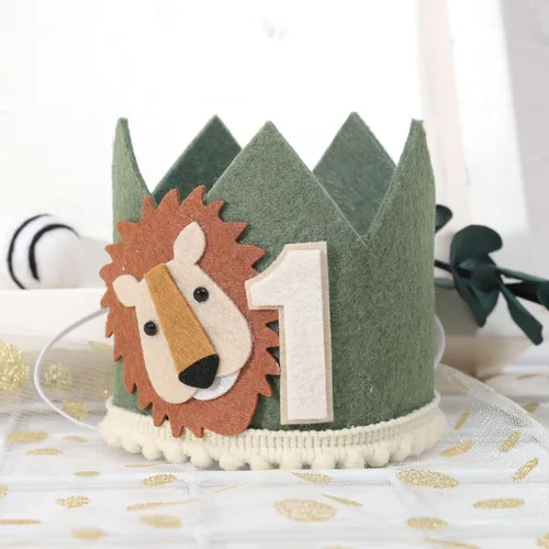 Vista 8 de Wild One - Corona de cumpleaños – Decoraciones de fiesta de bosque, traje de primer cumpleaños para niño/niña, accesorio de fotos para baby shower